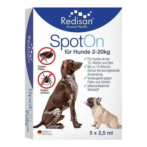 Redisan Spot-on gegen Zecken + Flöhe für Hunde 2-20 kg, 5X2.5 ml