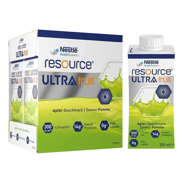 Resource Ultra Fruit Apfel flüssig, 4X200 ml