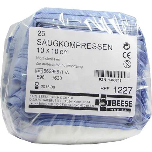 Saugkompressen unsteril 10x10 cm 1227, 25 St