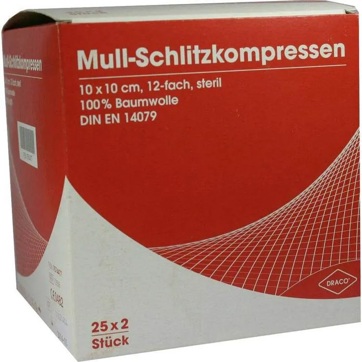 Schlitzkompressen Mull 10x10, 25X2 St