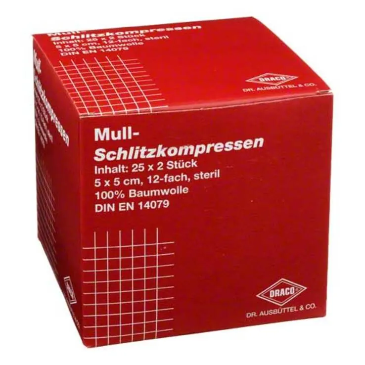 Schlitzkompressen Mull 5x5cm, 25X2 St