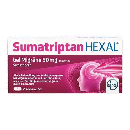 Sumatriptan Hexal bei Migräne 50 mg Tabletten, 2 St