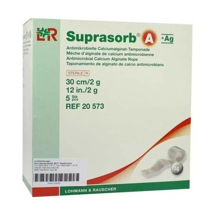 Suprasorb A + Ag Antimik.Cal.Alginat tamponade 30cm 2g, 5 St