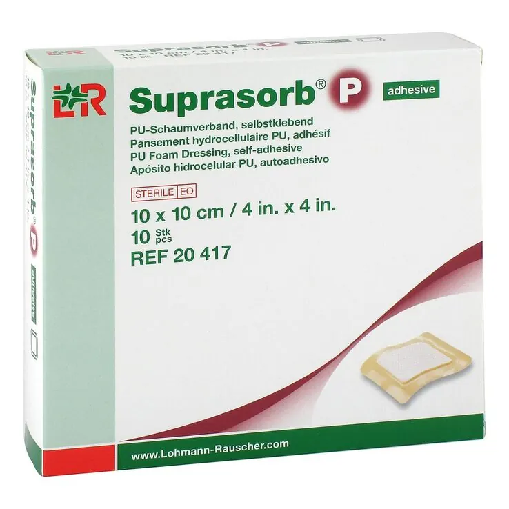 Suprasorb P PU-Schaumv.10x10 cm selbstklebend, 10 St