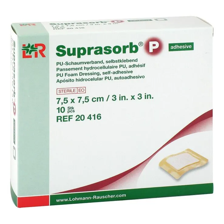 Suprasorb P PU-Schaumv.7,5x7,5 cm selbstklebend, 10 St