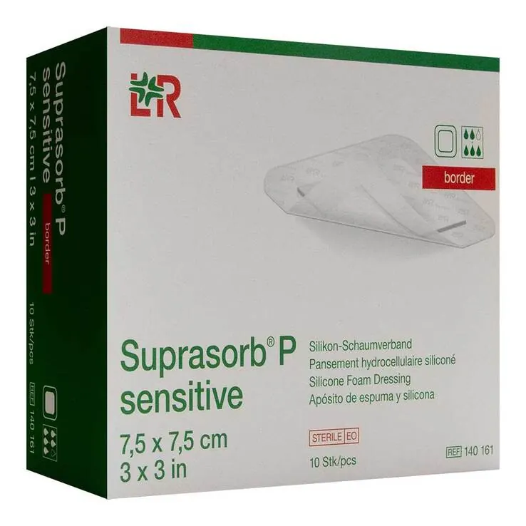 Suprasorb P sensitive PU-Schaumv.border 7,5x7,5 cm, 10 St