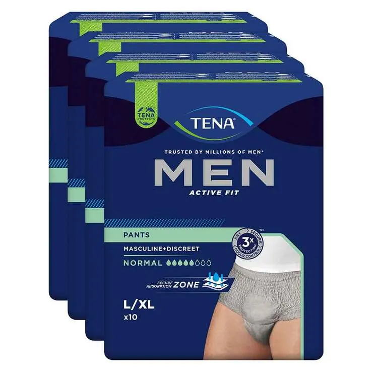TENA® MEN ACTIVE FIT Pants Normal grau L/XL bei Inkontinenz, 4X10 St