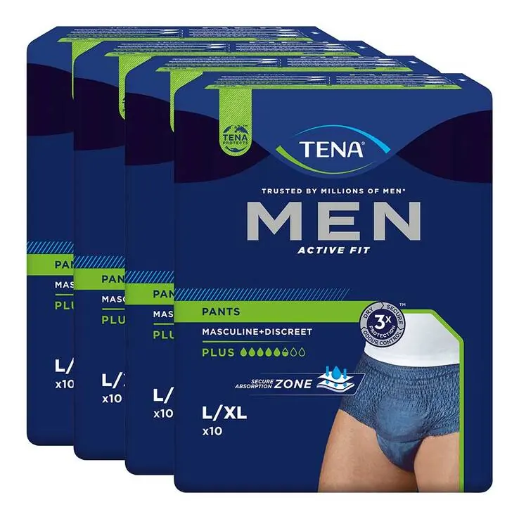 TENA® MEN ACTIVE FIT Plus Pants blau L/XL bei Inkontinenz, 4X10 St