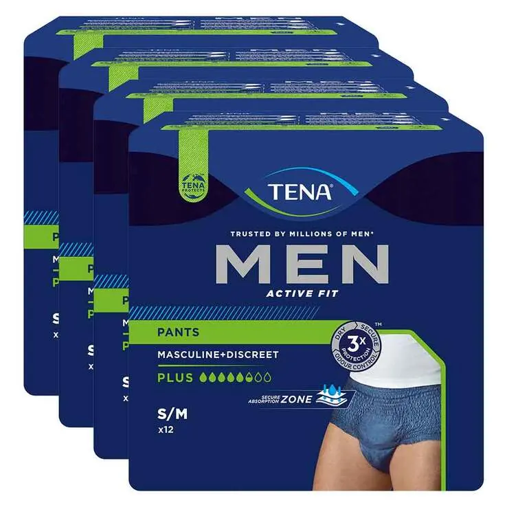 TENA® MEN ACTIVE FIT Plus Pants blau S/M bei Inkontinenz, 4X12 St