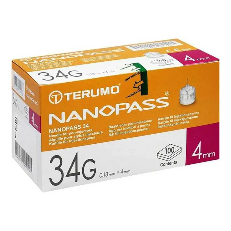 TERUMO NANOPASS 34 Pen Kanüle 34 G 0,18x4 mm, 100 St