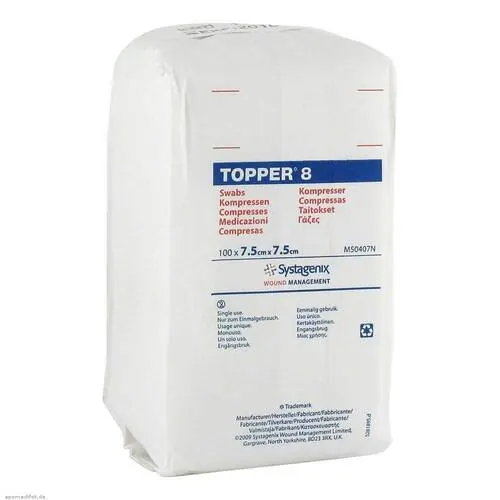 Topper 8 Kompresse 7,5x7,5 cm unsteril, 100 St