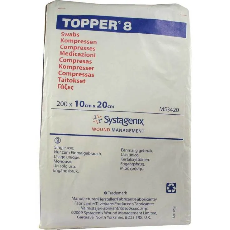 Topper 8 Kompresse unsteril 10x20 cm, 200 St