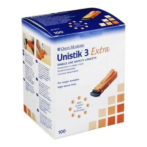 UNISTIK 3 Extra Eindr.Tiefe 2,0 mm Stechhilfe, 100 St