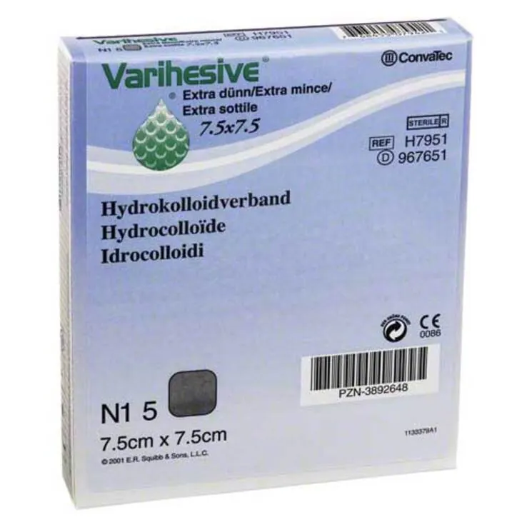 Varihesive extra dünn 7,5x7,5 cm Hkv hydroaktiv, 5 St