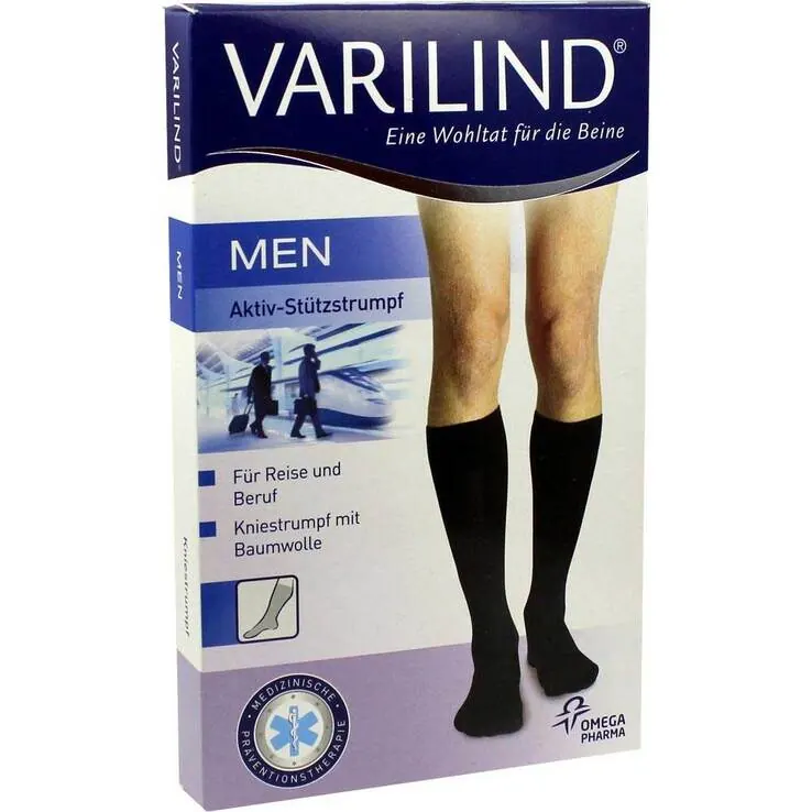 Varilind Men Kniestrumpf XL Baumwolle schwarz, 2 St