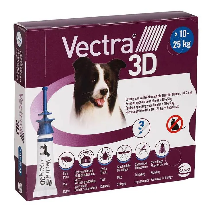 Vectra 3D Lösung z.Auftro.a.d.Haut für Hunde ü.10-25 kg, 3 St