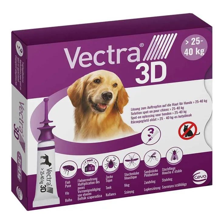 Vectra 3D Lösung z.Auftro.a.d.Haut für Hunde ü.25 - 40 kg, 3 St