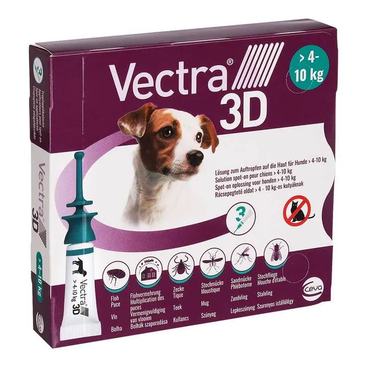 Vectra 3D Lösung z.Auftro.a.d.Haut für Hunde ü.4-10 kg, 3 St