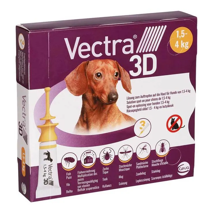 Vectra 3D Lösung z.Auftro.a.d.Haut für Hunde v.1,5-4 kg, 3 St