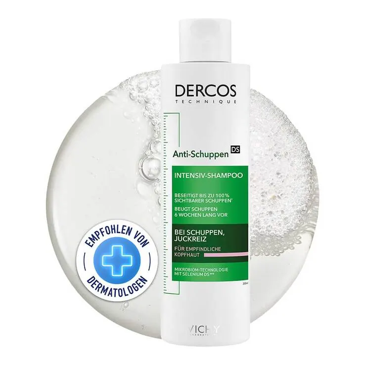 Vichy Dercos Anti-Schuppen Sensitive Pflegeshampoo bei empfindlicher Kopfhaut, 200 ml