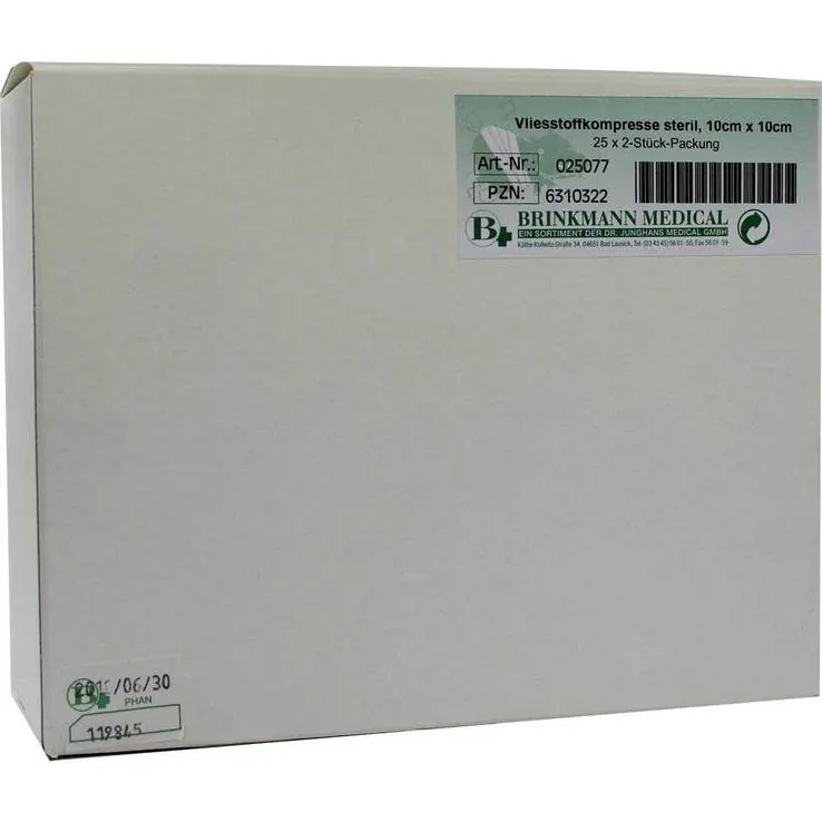 Vliesstoff-Kompressen 10x10 cm steril 4fach, 25X2 St