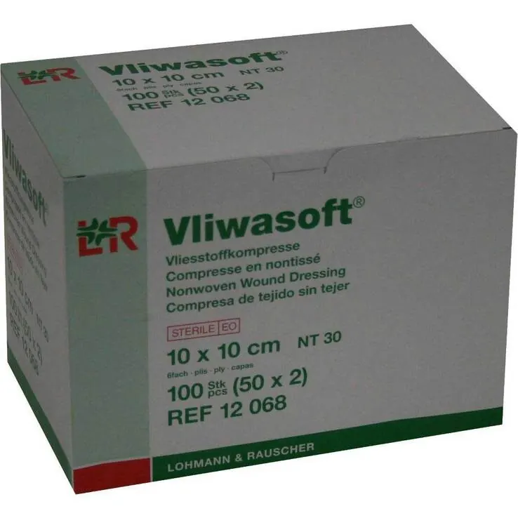 Vliwasoft Vlieskompressen 10x10cm 6-lagig steril, 50X2 St