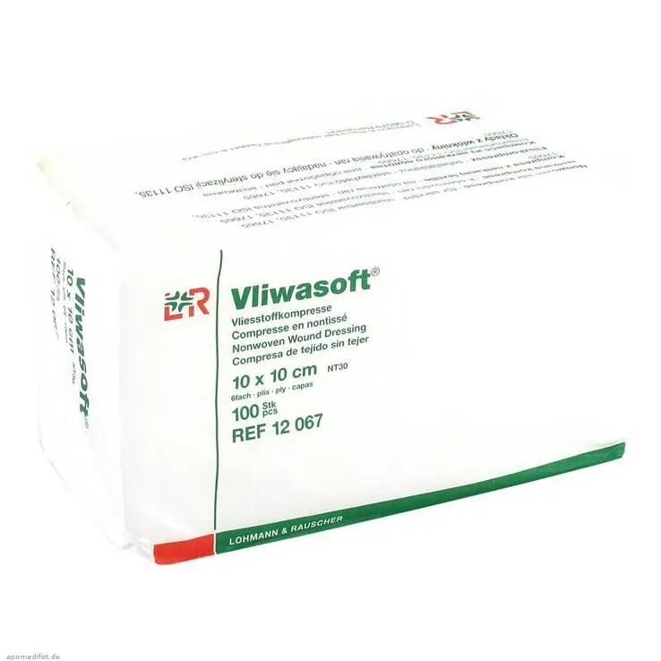 Vliwasoft Vlieskompressen 10x10cm 6-lagig unsteril, 100 St