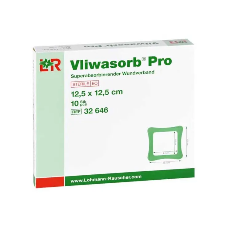 Vliwasorb Pro suberabsorb.Komp.steril 12,5x12,5 cm, 10 St