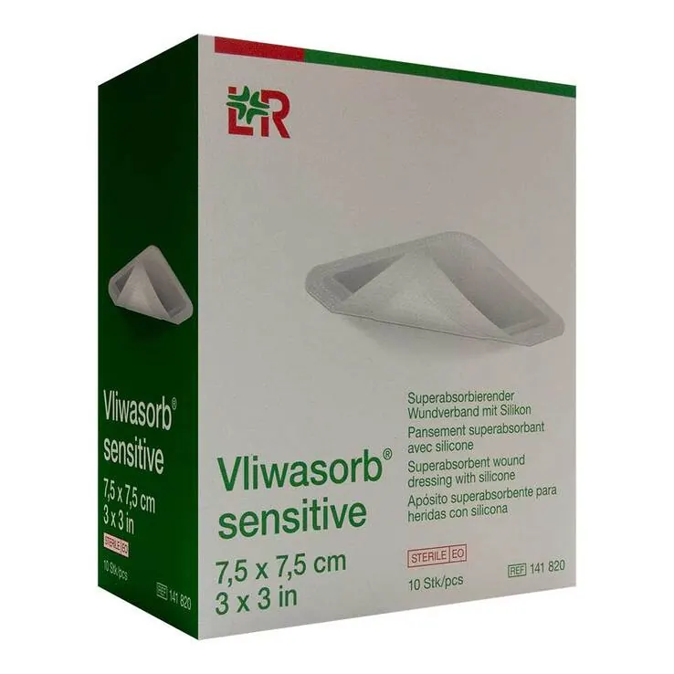 Vliwasorb sensitive 7,5x7,5 cm superabsorb.Wundv., 10 St