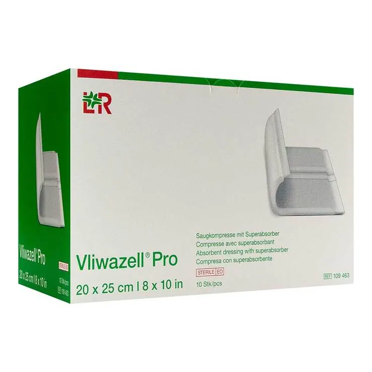 Vliwazell Pro superabsorb.Kompresse steril 20x25 cm, 10 St