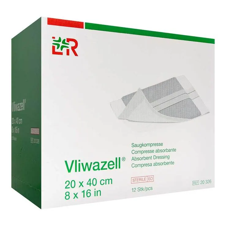 Vliwazell Saugkompressen 20x40 cm steril, 12 St