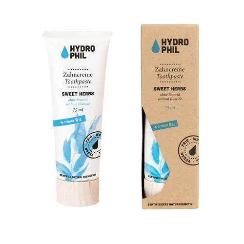 Zahncreme sweet herbs mit B12 ohne Fluorid, 75 ml