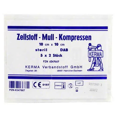 Zellstoff Mullkompressen 10x10 cm steril, 5X2 St