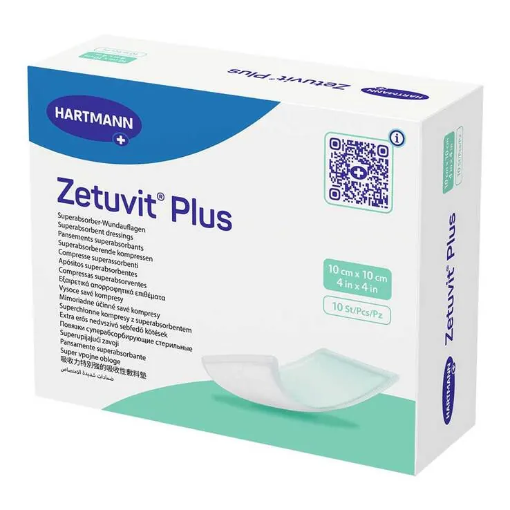 ZETUVIT Plus extrastarke Saugkompr.steril 10x10 cm, 10 St