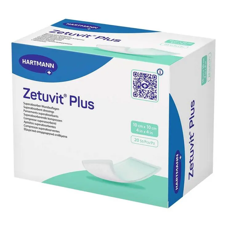 Zetuvit Plus extrastarke Saugkompr.steril 10x10 cm, 20 St