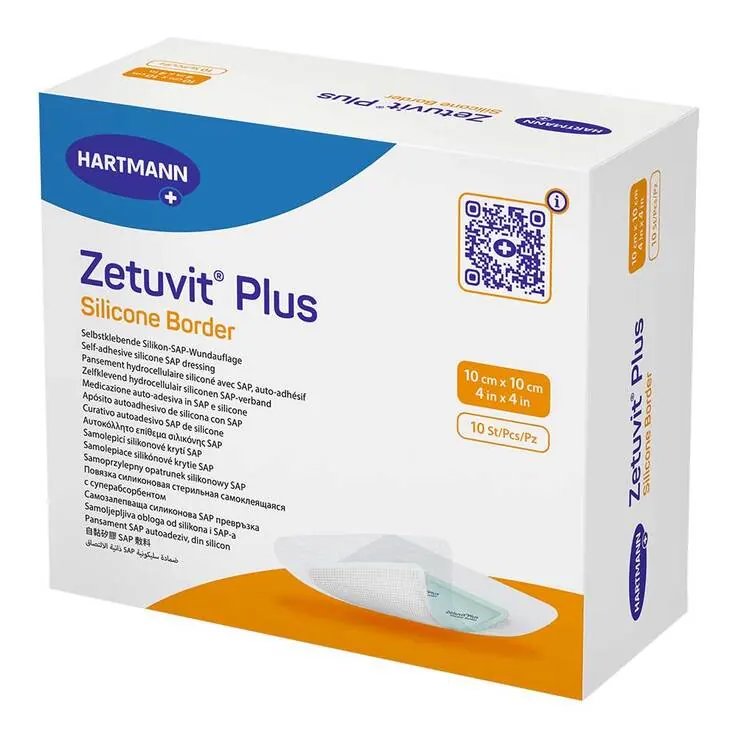 Zetuvit Plus Silicone Border 10x10 cm, 10 St