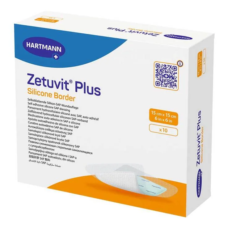 Zetuvit Plus Silicone Border 15x15 cm, 10 St