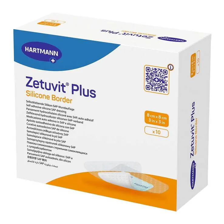 Zetuvit Plus Silicone Border 8x8 cm, 10 St