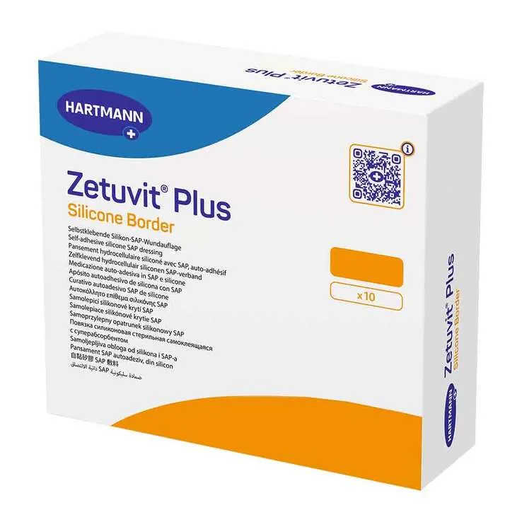 Zetuvit Plus Silicone Border steril 12,5x12,5 cm, 10 St