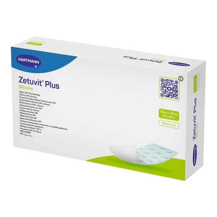 Zetuvit Plus Silicone steril 10x20 cm, 10 St
