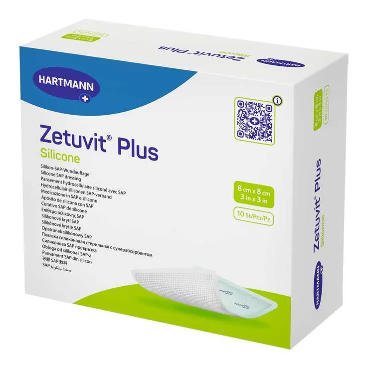 Zetuvit plus Silicone steril 8x8 cm, 10 St