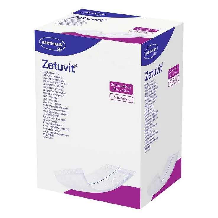 ZETUVIT Saugkompressen steril 20x40 cm, 5 St